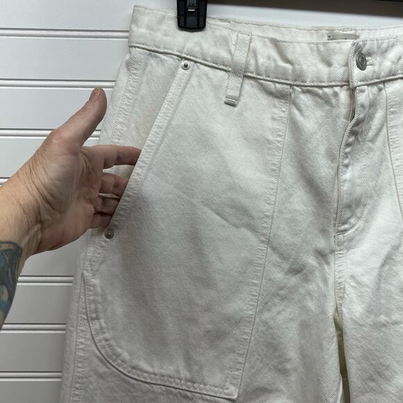 J Crew Re-Imagined High Waisted Cropped White Denim Jeans Size 30 Tall - Picture 4 of 11